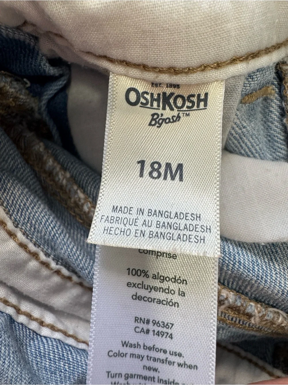 Oshkosh Denim Overalls Girl’s 18M Light Wash Americana Casual Barn Farm